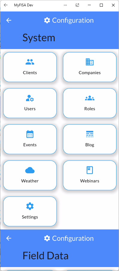 MyFISA Global System Configuration Dashboard